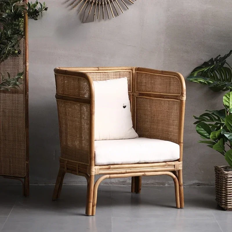 

xz1ljt Living Room Couch Small Apartment Balcony Minimalist Casual Rattan Chair Silent Wind High Backrest Single Seat Chair