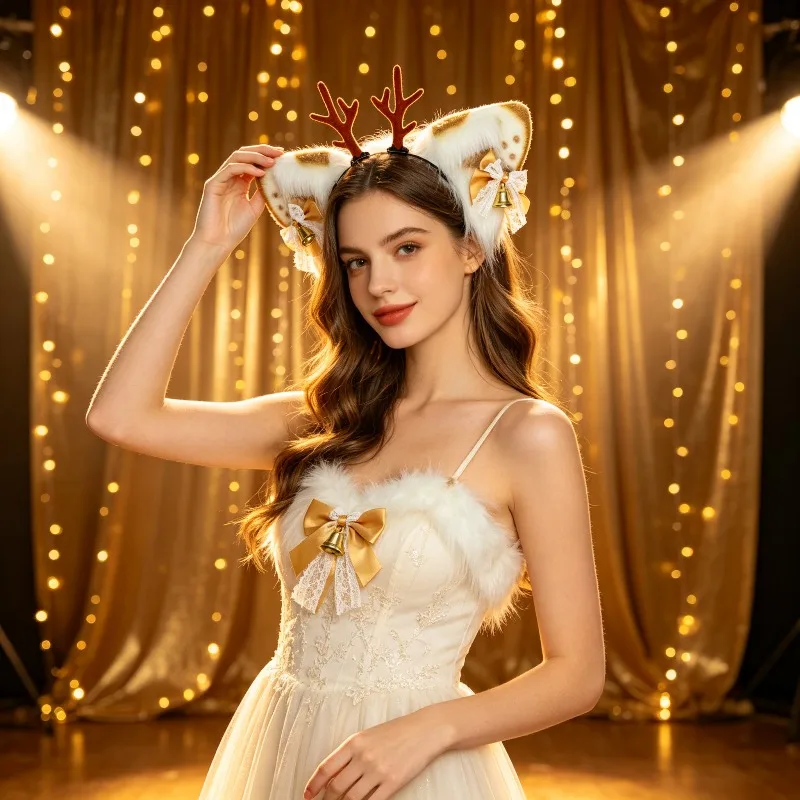 Holiday Celebration Novelty Party Headwear Ladies Dress Up Headwear Christmas Simulation Beast Ear Headband