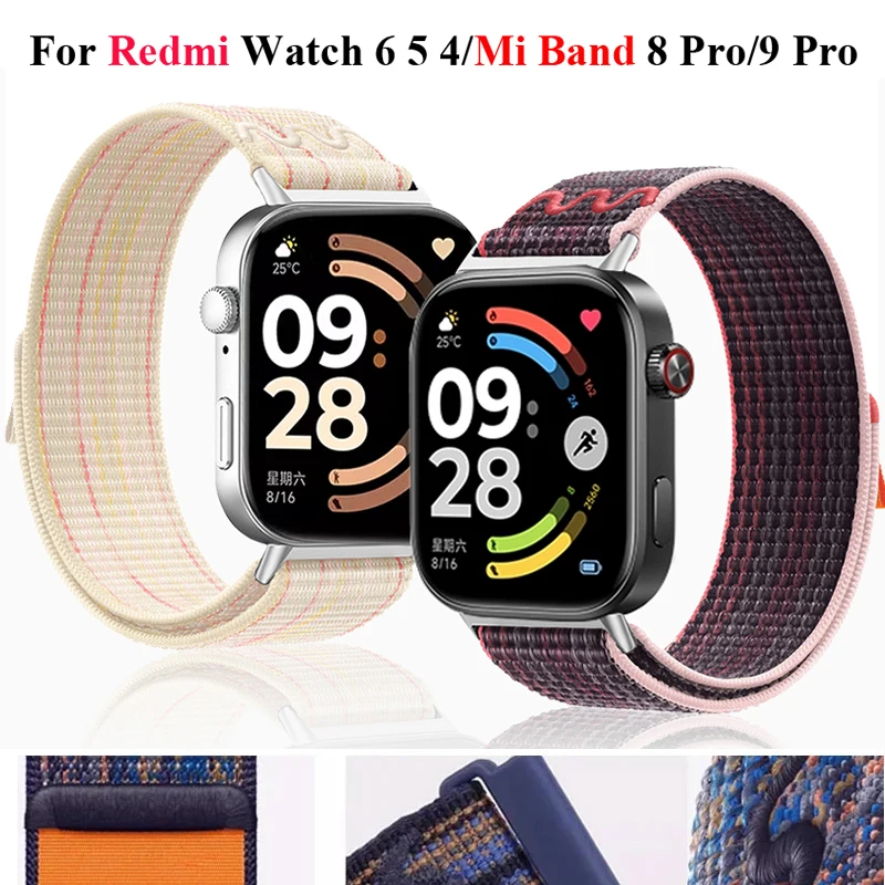 Stickerei Nylon Schleife Für Xiaomi Redmi Uhr 6 5 4 Armband Armband Correa Für Xiaomi Mi Band 9 Pro/mi Band 8 Pro Sport Strap