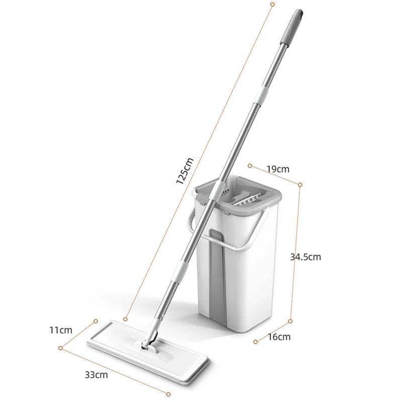 Hand Free Flat Floor Mop And Bucket Set For Professional Home Floor Cleaning System With Washable Microfiber Pads For Hardwood