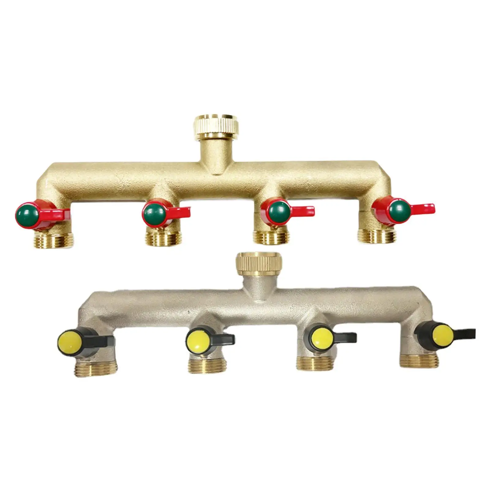 Brass 4 Way 3/4inch Faucet Diverter Versatile for Lawn Irrigation Sturdy Accessory with 4 on/Off Valve