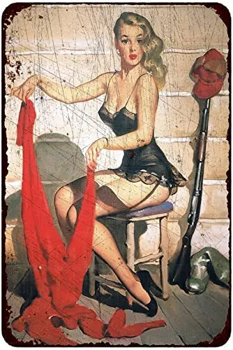 Metal Tin Sign Iron Painting Pin up Girl Retro Bar Signs Tin Sign