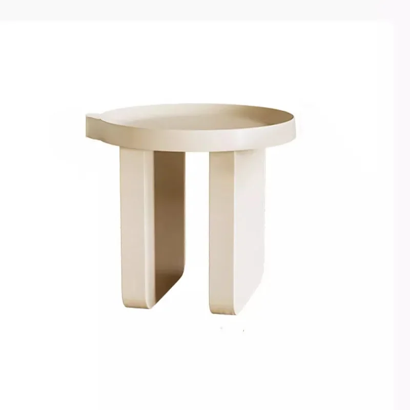 Nordic Cream Color Coffee Table Set Round Modern Living Room Table with Two Sizes Minimalist Stylish Accent Table