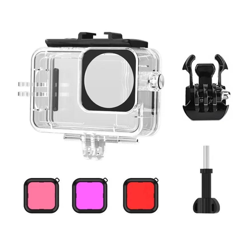 Compatible con DJI Action 6 Carcasa impermeable Estuche de buceo de 45 m con soporte para zapata fría Admite disparo vertical