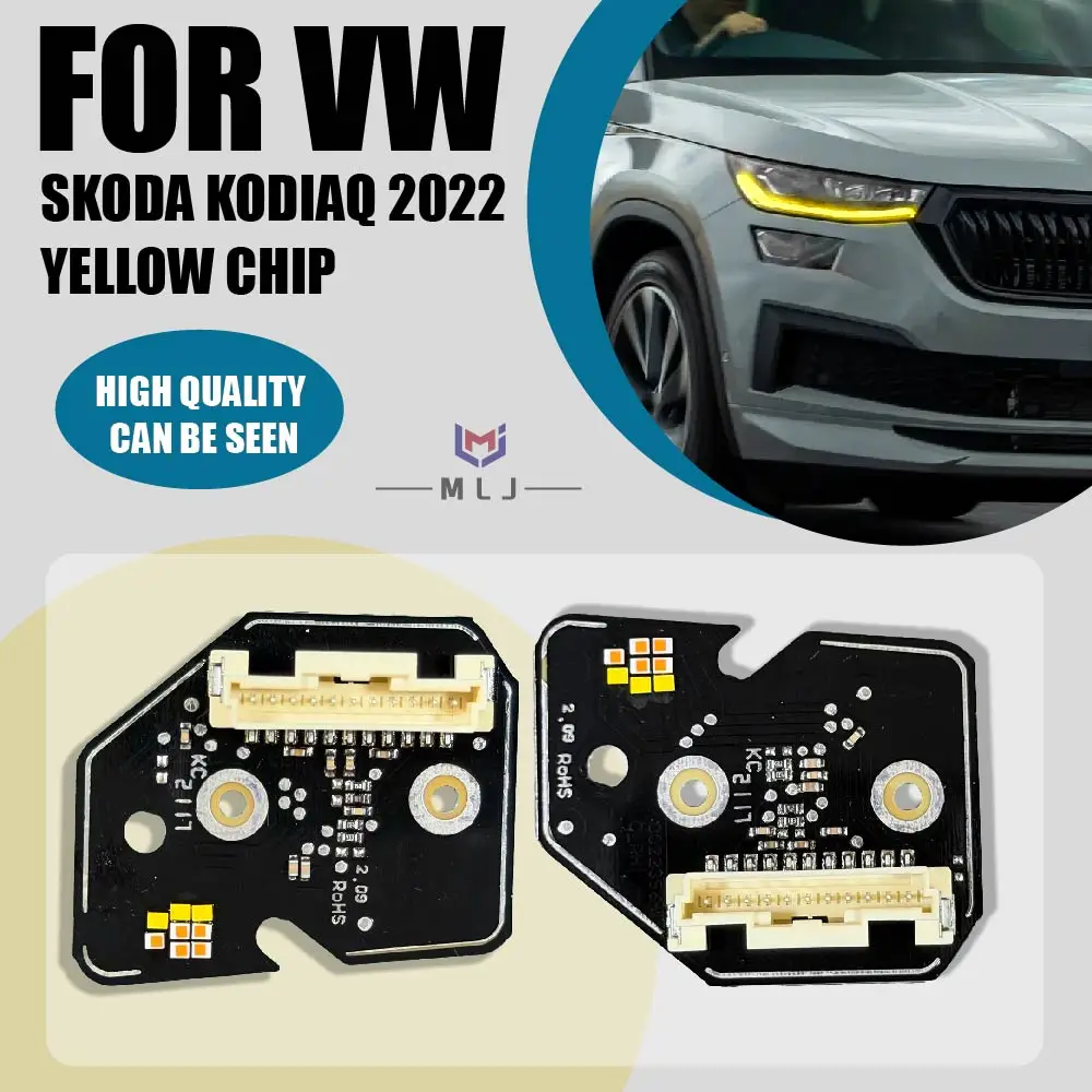 

For Volkswagen Skoda Kodiaq 2022 00224256-L 00224257-R yellow LED DRL Angel Eyes Light Source Board chip Daytime Running Lights