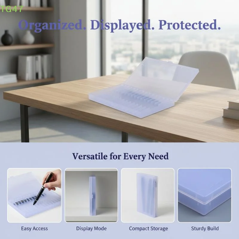 【LS】MultiSlot Pen Ganized Box Stationery Display Holder Hard Plastic Pencil Case Writing Containers School Supplies Pen Boxes Em view 4