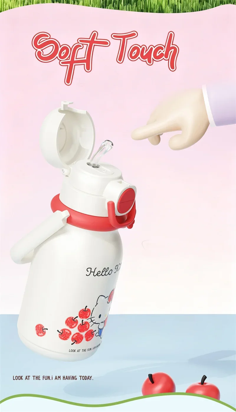 X&W Hello Kitty Theme Insulated Cup 316 Stainless Steel Girl Cute Straw Cups Portable Outdoor Travel Vaccum Flask Perfect Gift