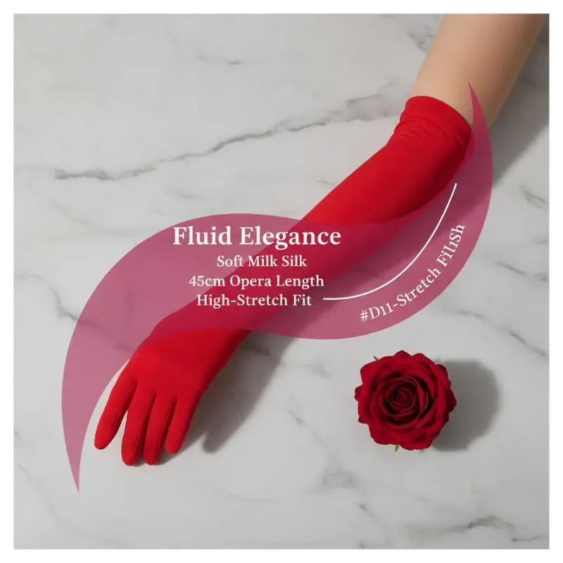 1 Paar elegante, atmungsaktive Sommer-Sonnenschutzhandschuhe aus Milchseide, elastische lange Tanz- und Brauthandschuhe für Hochzeitsfeiern und Bühnenauftritte – Detail 4