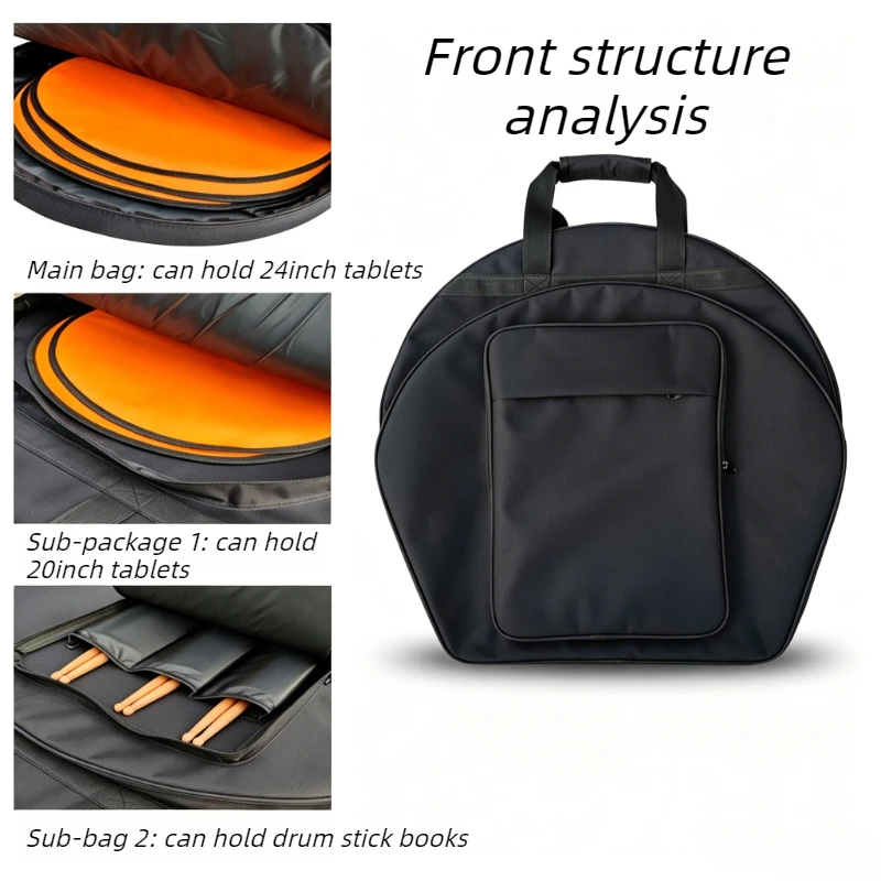 Pull Rod Cymbal Storage Bag Oxford Cloth Cymbal Backpack Thickened Gong Organizer Bag Stage Performance Instrument Accessories