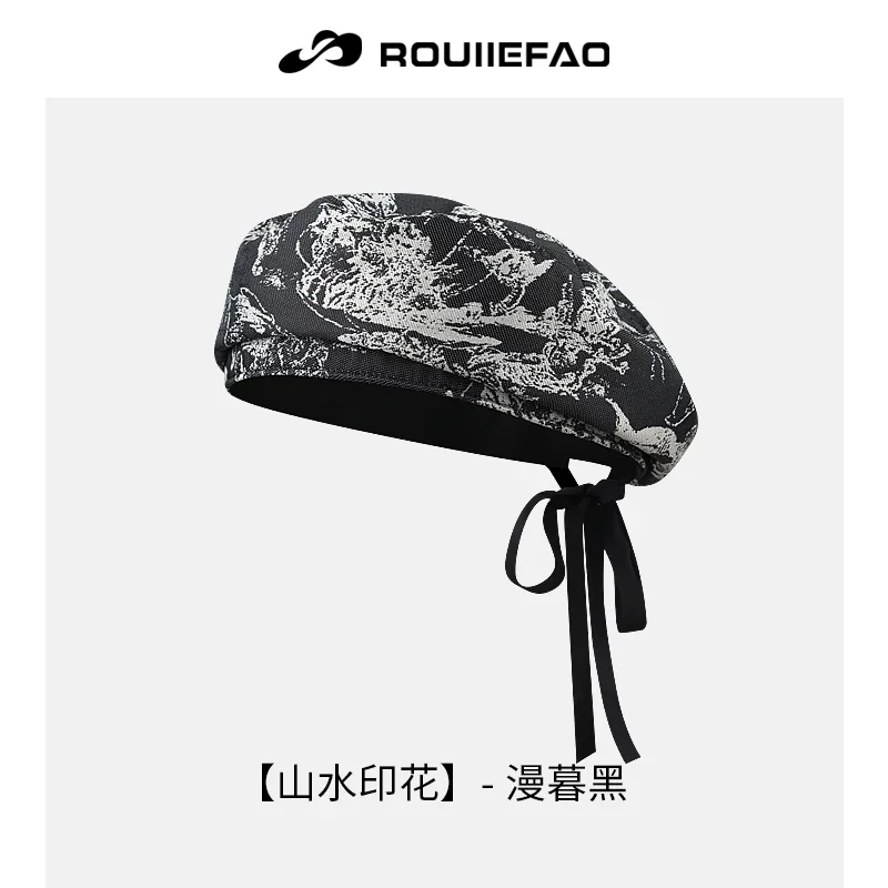 Chinese Style Designer Jacquard Berets Spring and Autumn Thin Cute Strap Women\'s Hats Retro Literary and Artistic Painter Cap