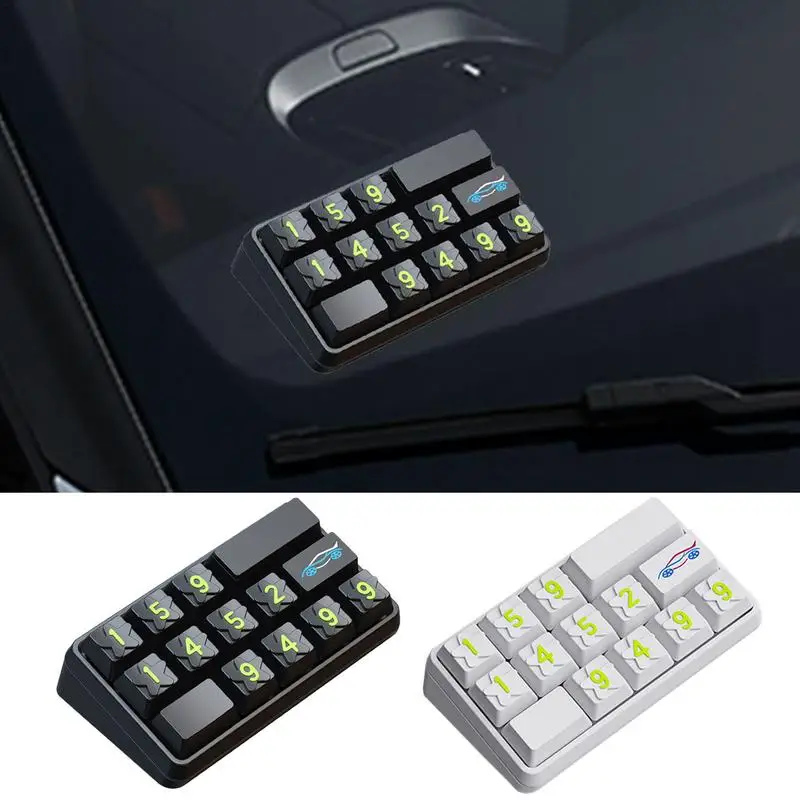 Rotatable Phone Number Card Keyboard Shaped Dashboard Decoration Compact Stop Sign Temporary Parking Number Plate