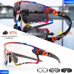 Scvcn Photochromic Sunglasses for Men Cycle Glasses Red Sun Glasses for MTB UV400 Goggles Woman Road Bike Bicycle Eyewear