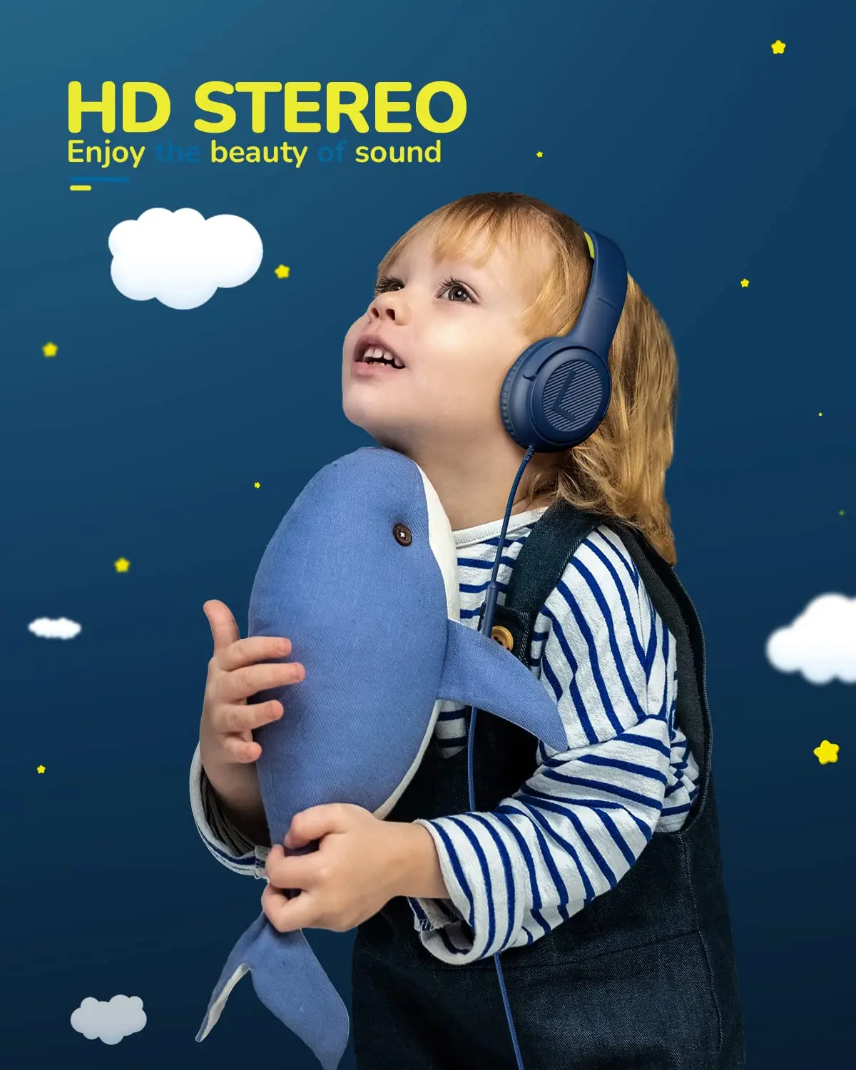 1/2/3Pcs Awatrue AT2 Kids Wired Headphones with Mic 3.5mm Jack Adjustable Foldable Stereo Sound Headsets for Girls Boys Children