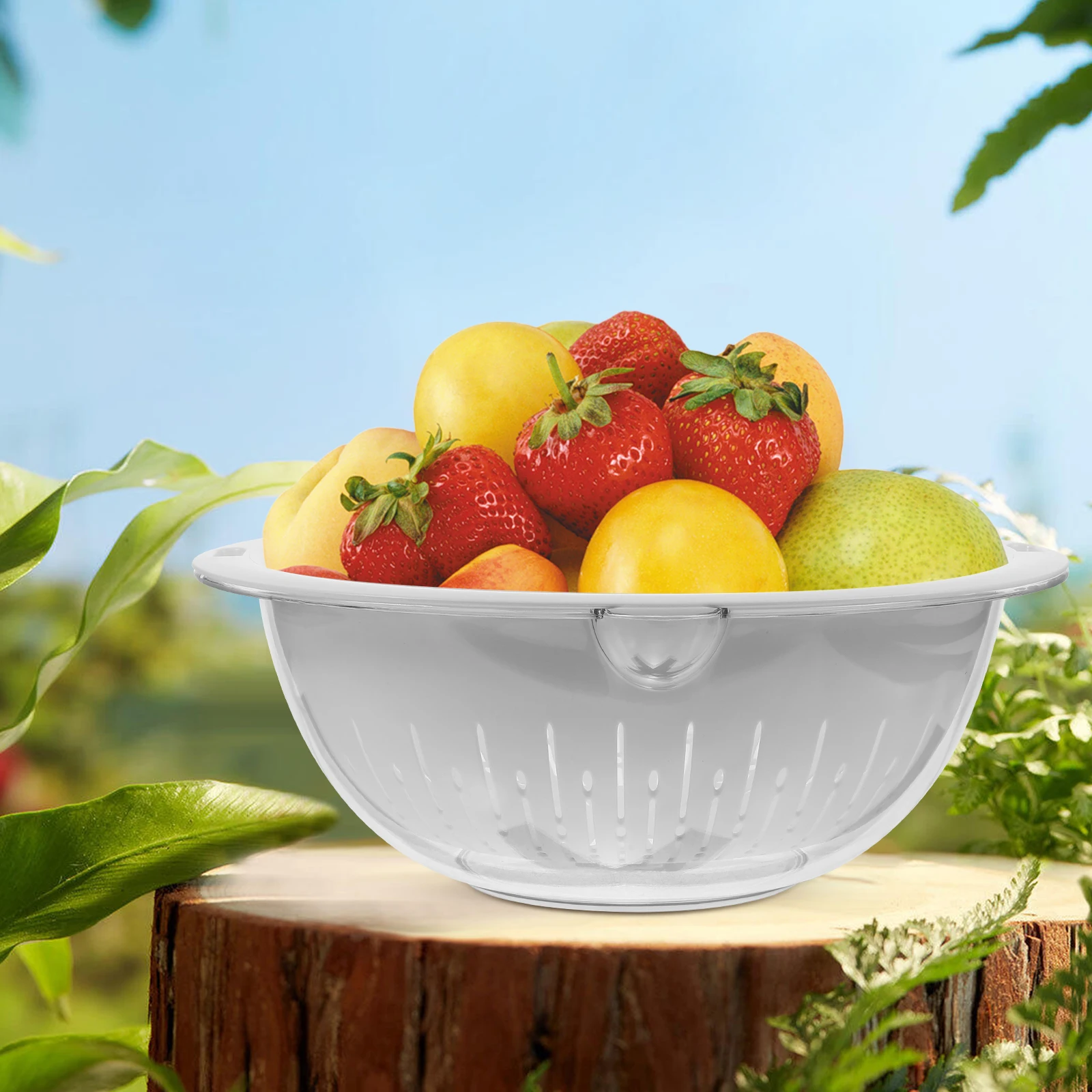 

Double-Layer Vegetable Washing Basket Kitchen Draining Basin Fruit Colander Rice Washing Strainer Storage Basket for Home