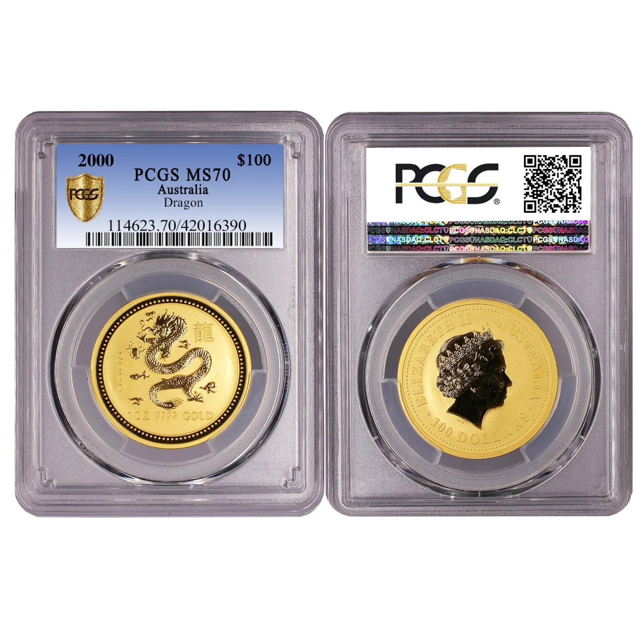 2000 Australia Golden Dragon - 24k Gold Tungsten Coins - PCGS NGC Graded Coin MS70/MS69 - High Quality Sealed - Non Magnetic