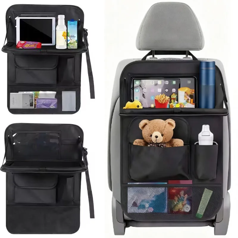 منظم مقعد السيارة مع طاولة قابلة للطي، حقيبة تخزين للمقعد الخلفي متعددة الأغراض مع جيوب كبيرة #6