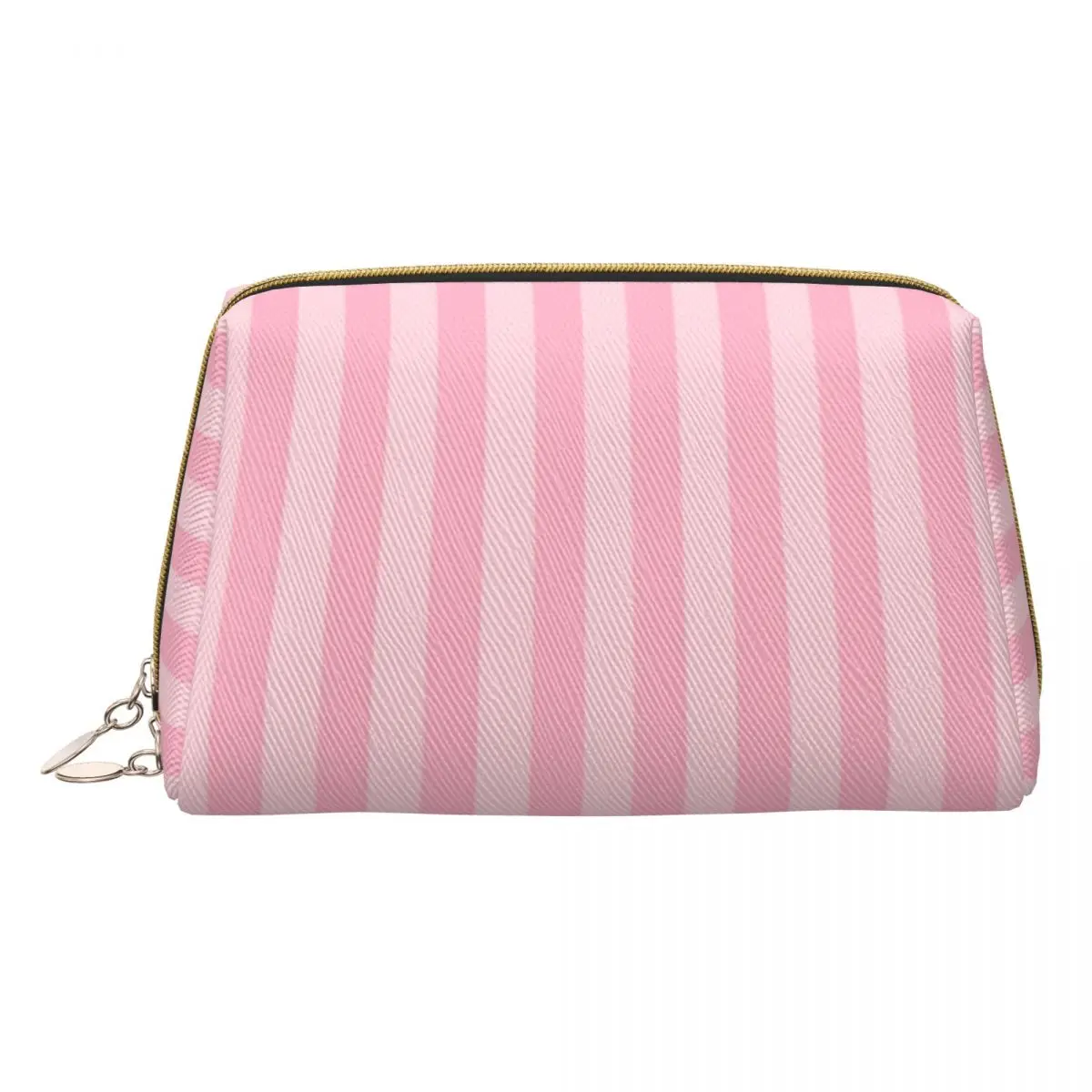 Pink White Stripes Exquisite and stylish portable multifunctional leather travel grooming and makeup bag