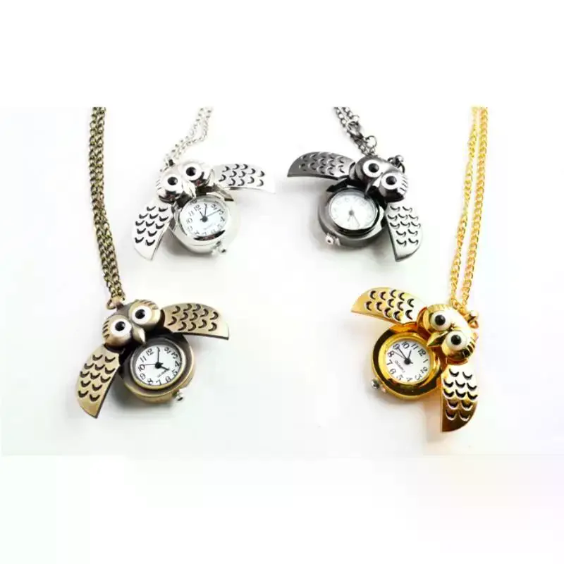 

Модные мужские и женские часы из сплава в стиле ретро в форме совы, кулон, длинное ожерелье, часы-цепочка, подарки на день рождения