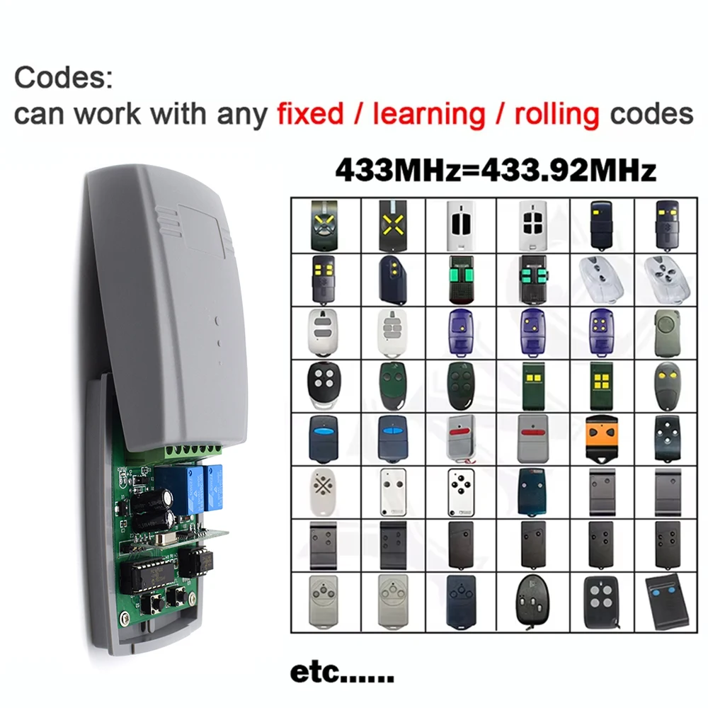 Imagem -02 - Novoferm-portão Universal Remote Control Portão Garagem Código Fixo Rolamento Ditec 433mhz Motorline At4 2ch