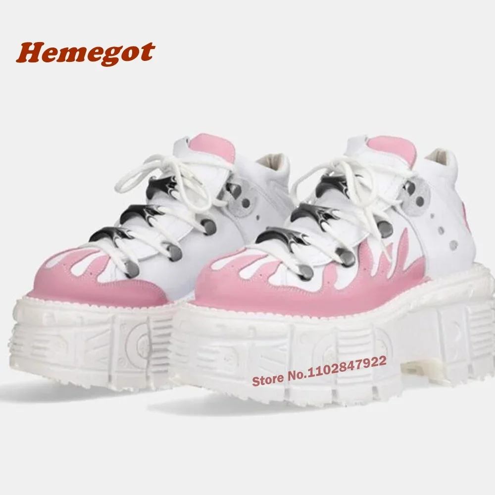 

Металлические туфли-лодочки в стиле панк на танке, весенняя мужская обувь в стиле ретро, сапоги с цветными блоками, женские туфли на шнуровке в готическом стиле на платформе