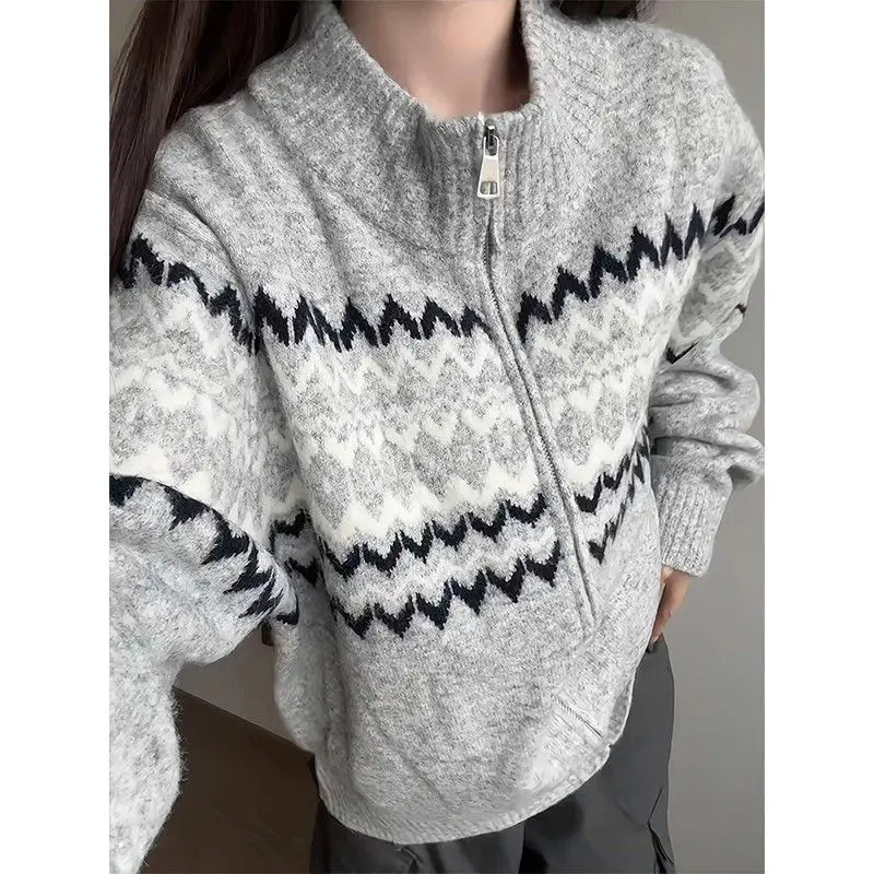 

Осень-зима, свободный фланелевой вязаный свитер Aosphere для мужчин и женщин, свободный повседневный свитер в американском стиле ретро