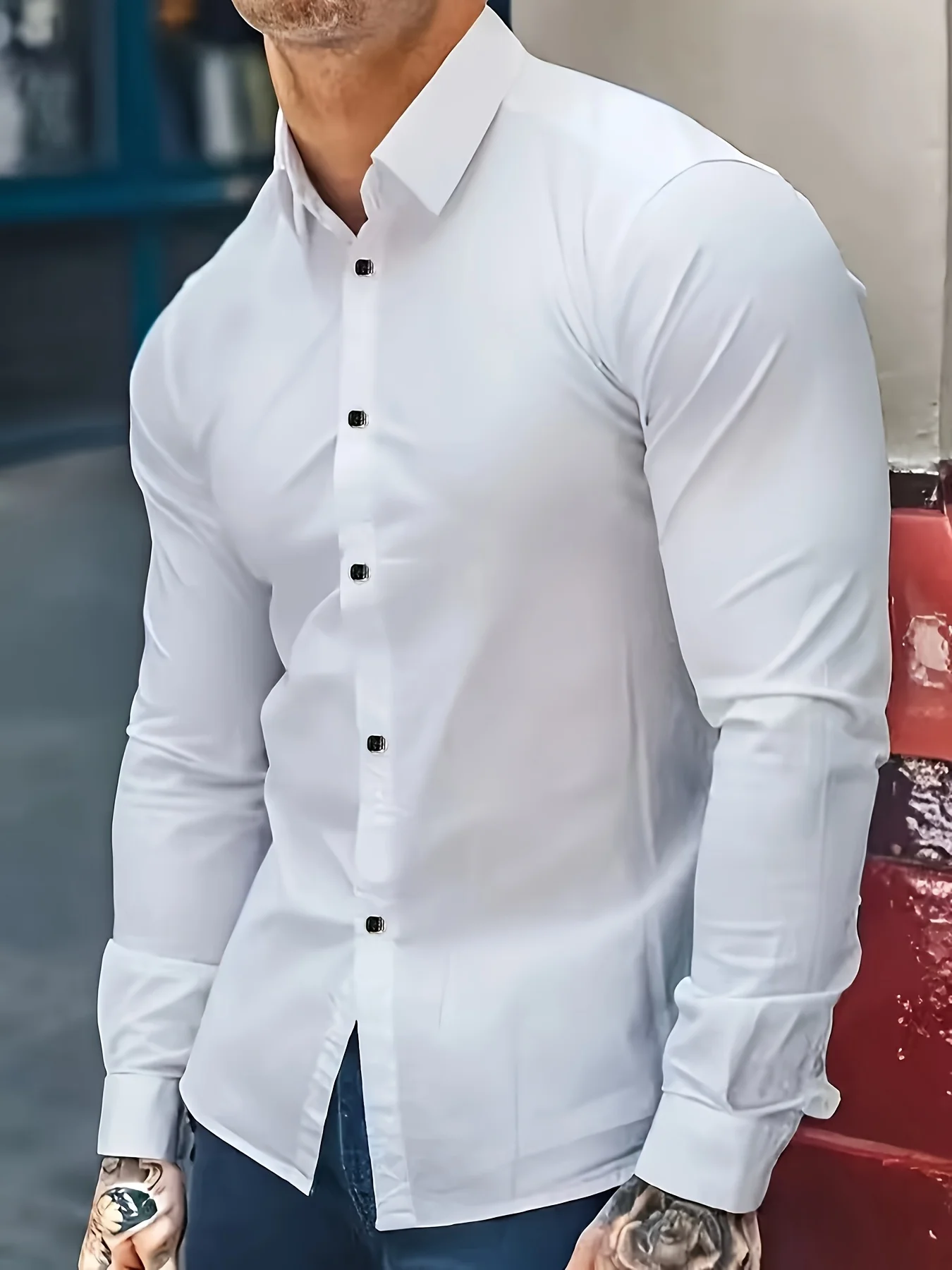 

Spring And Autumn White Shirt Men'S Long-Sleeved Plus Size Business Formal Shirt Men'S Wedding Groomsman Wrinkle-Resistant Shirt