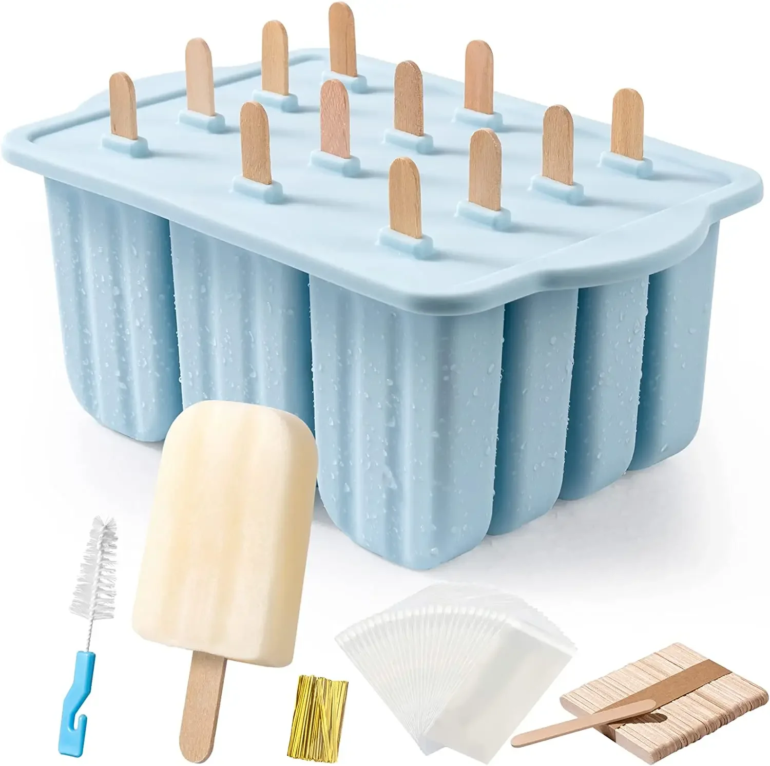 

DIY Popsicle Mold 12 Pieces Ice Cream Silicone Mold Easy-Release BPA-free Popsicle Maker Homemade Silicone Popsicle Mold