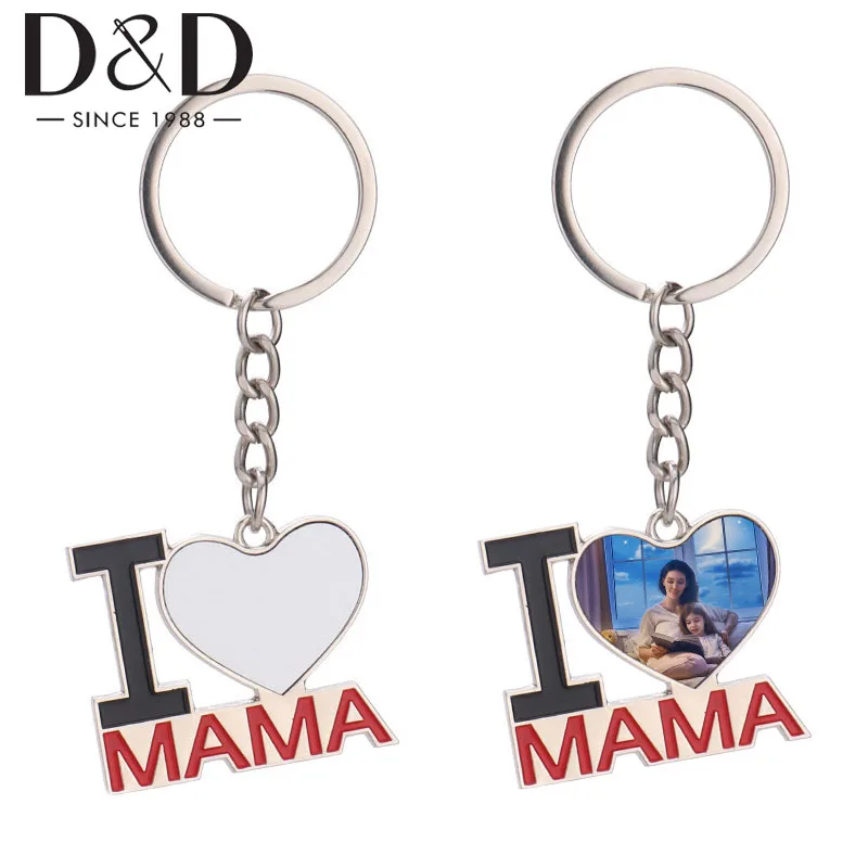 1Pc Sublimation Heart Blank Photo Keychain Mom Mother's Day Heat Transfer Keychain Bag Pendant Alloy Cute Keychain