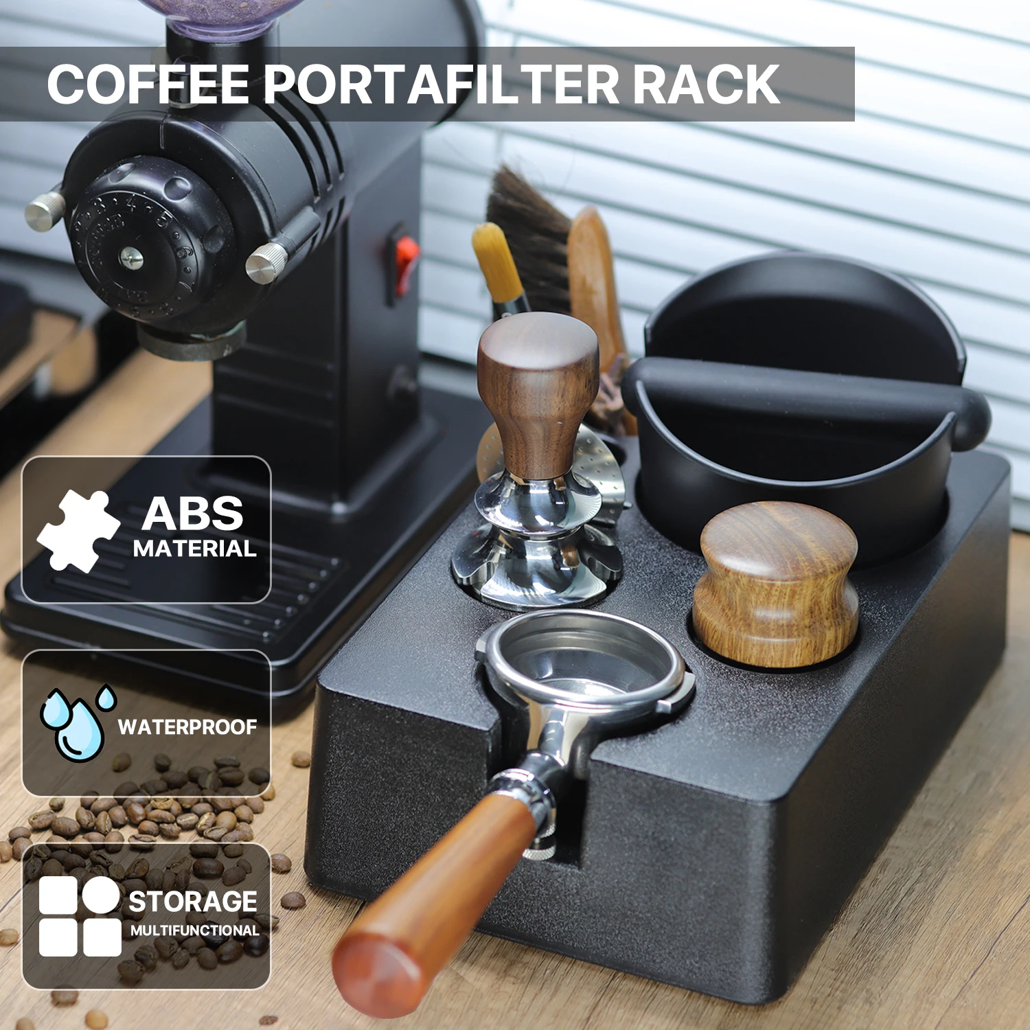 51/53/58mm ABS Coffee Portafilter Rack Distributor Holder Espresso Tamper Mat Stand Espresso Knock Box Coffee Accessories