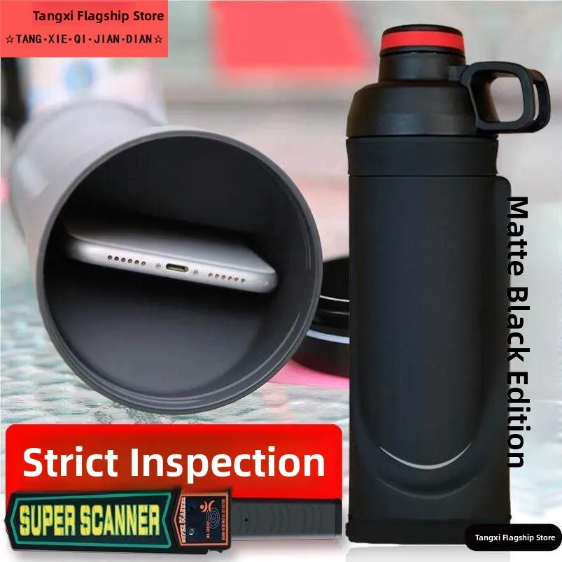 American Style Stainless Steel Water Bottle Hidden Compartment for Students Dormitory Use Sporty  Design with Lid And Ha...