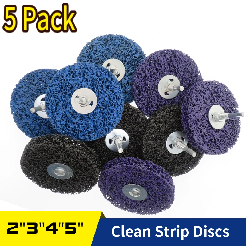 

5 PCS 2/3/4/5 Inch Strip Discs Clean Poly Strip Wheel Disc Abrasive Angle Grinders Tool For Rust Paint Flaking Materials Removal