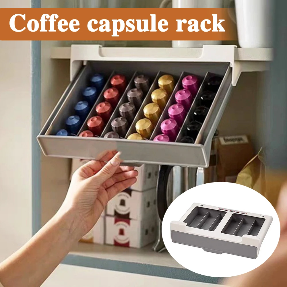 Coffee Capsule Holder Capsule Coffee Tea Bag Storage Rack Sliding Drawer Organizing Box To Space Storage Box Home Office Use