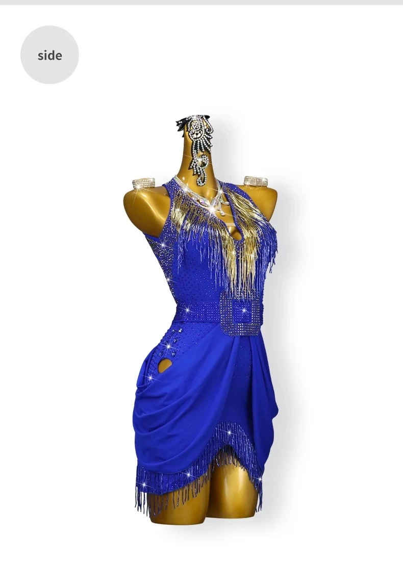 Latein-Tanzkleid, Damen-Tanzkleidung, Rock, sexy amerikanische Kleidung, Sport, Bühne, Samba, Übungskostüm, Mädchen, Abend, Kabarett-Anzug – Detail 8