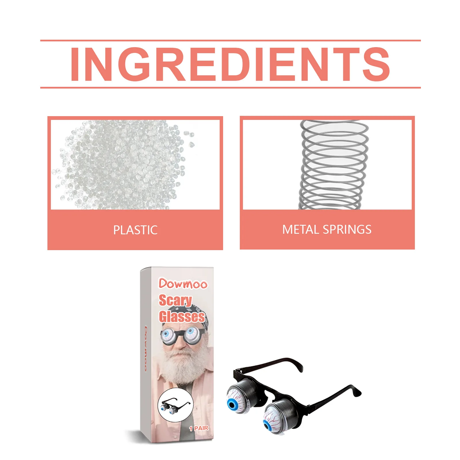 نظارات الهالوين المخيفة، رعب مخيف، مزحة مضحكة، ملحقات تزيين الحفلات، تصميم إبداعي، نظارات جهاز الربيع