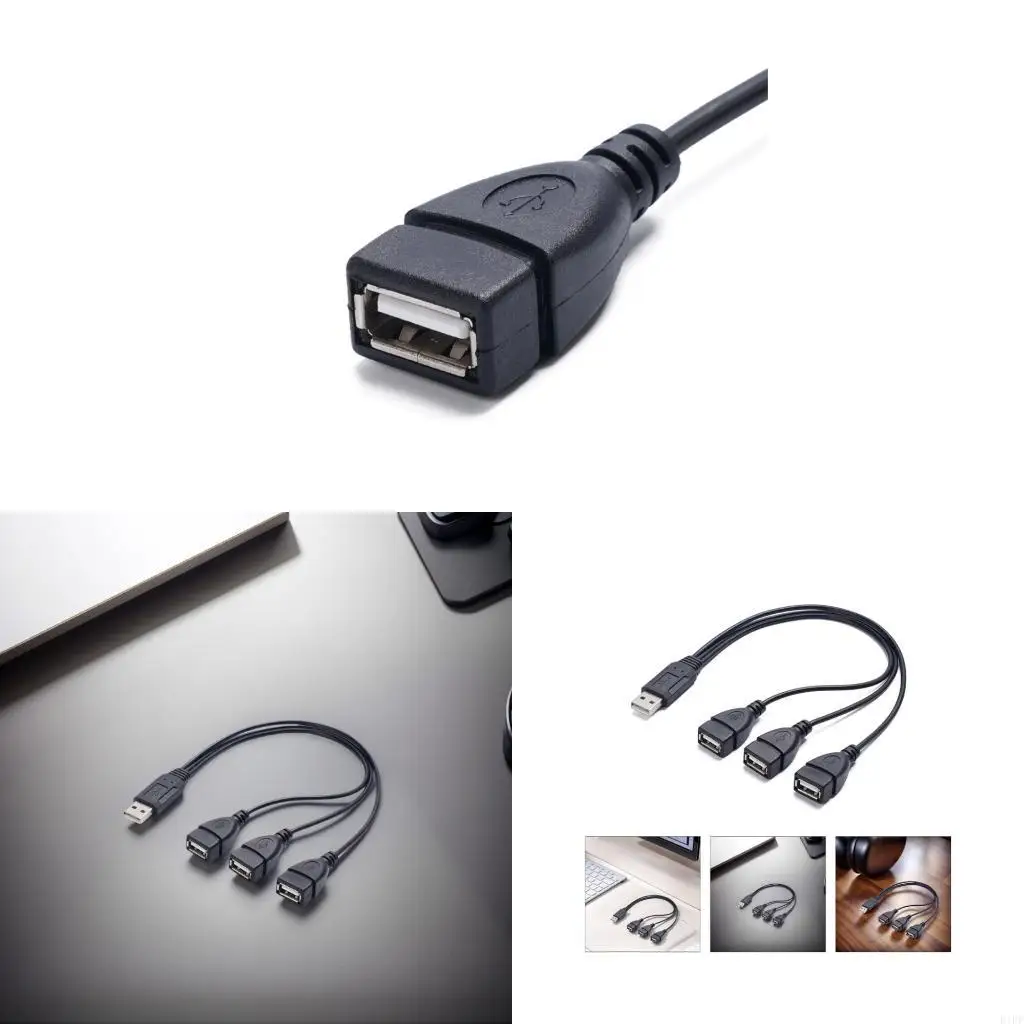 E1PF USB 1 to 3 Splitter Adapter Cable for Efficient Power and Data Sharing on PCs