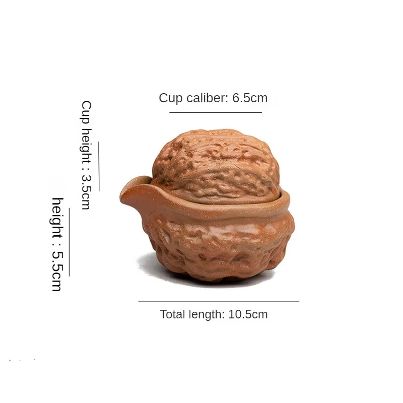Purple Clay Walnut Teapot  Hand-held Teapot Used By One Person Chinese Style One Pot One Cup Tea Strainer