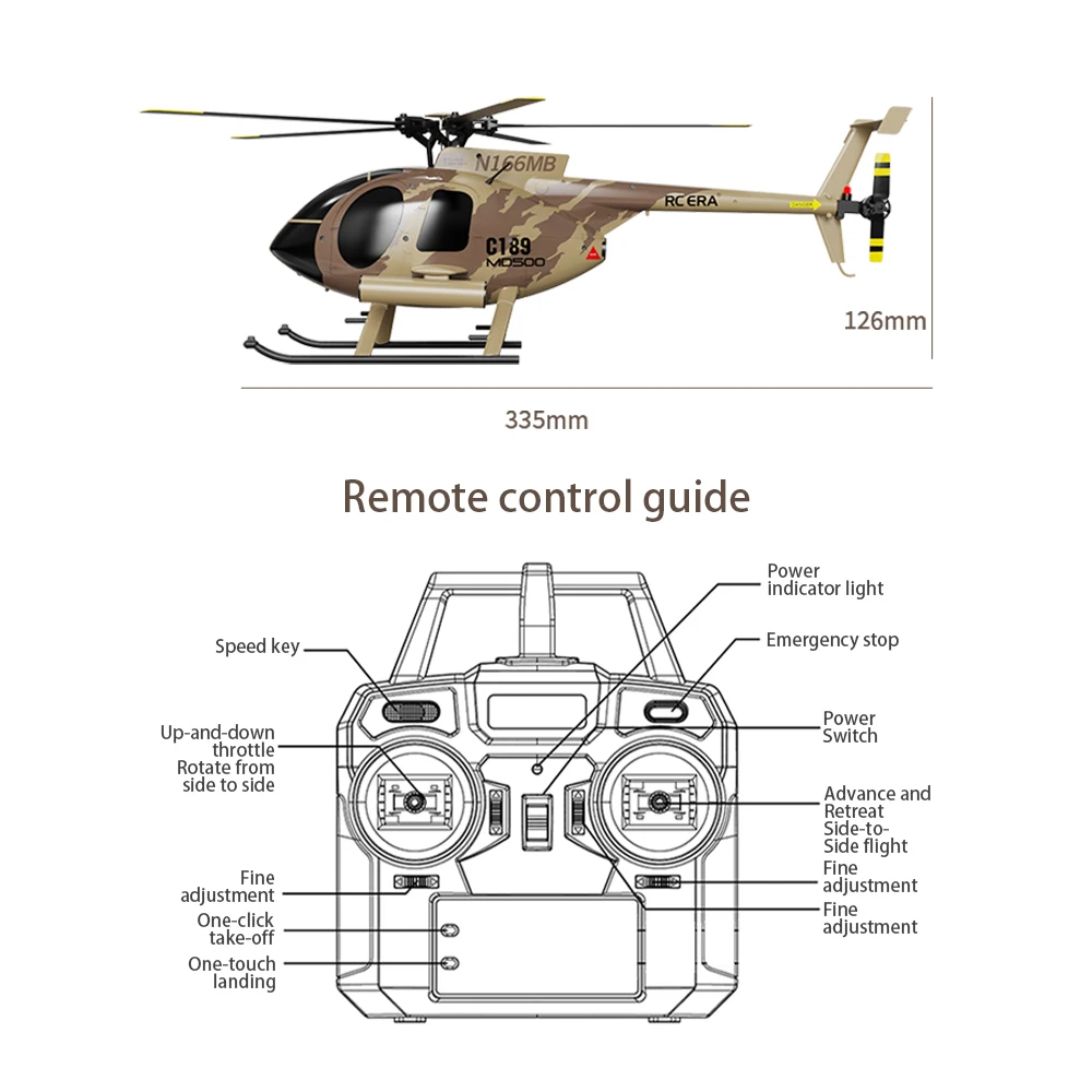 RC ERA C189 (MD500) 4CH Helicóptero 1/28 15min Voo Giroscópio de 6 eixos Dual Brushless Fluxo óptico Posicionamento Avião de controle remoto