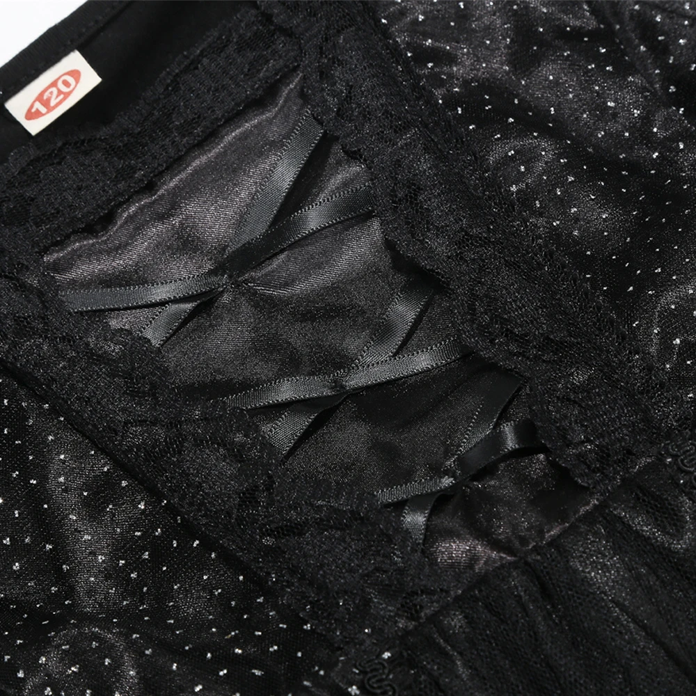 Schwarzes Hexen-Cosplay-Kleid für Mädchen, Kinder-Halloween-Kostüm, Böse-Königin-Verkleidung, Dunkles Thema, Geburtstags-Rollenspiel-Partykleid – Detail 6