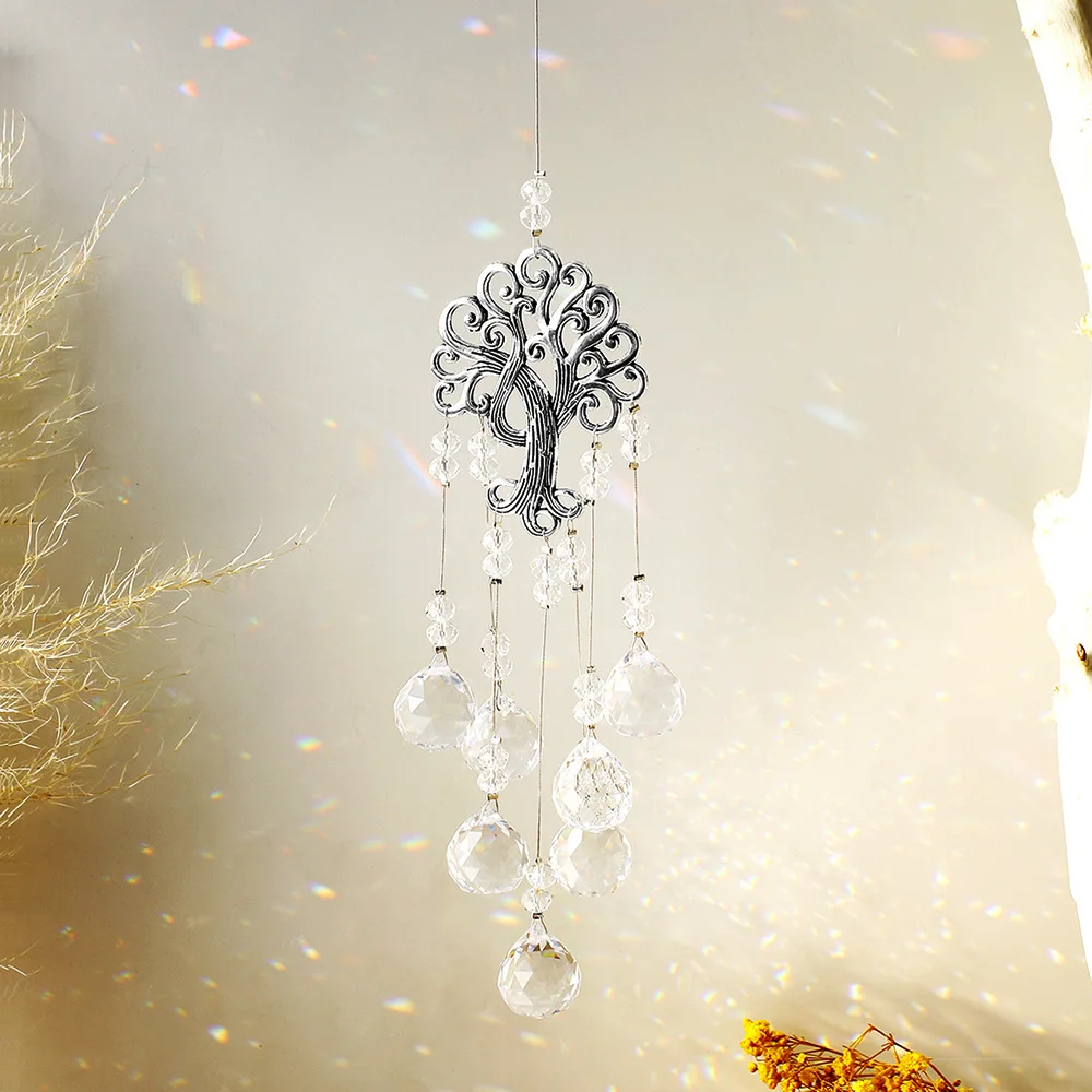 1x Suncatcher Crystal Light Catcher Hanging Pendant Window Wind Chime Rainbow Chaser Witch Ornament Craft Home Garden Car Decor