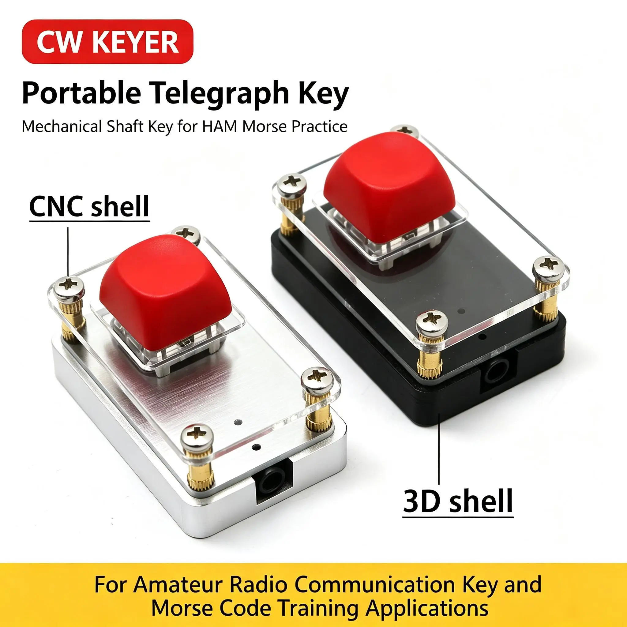 DYKB CW Keyer Telegraph Key Portable Mechanical Shaft Straight Key HAM Radio Morse Code Practice Trainer Oscillator Transceiver