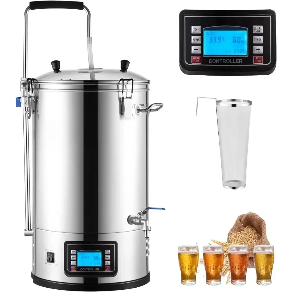 Electric Brewing System, 9.2 Gal/35 L Brewing Pot, All-in-One Home Beer Brewer W/Pump, Mash Boil Device W/Panel, Beer Brewing.