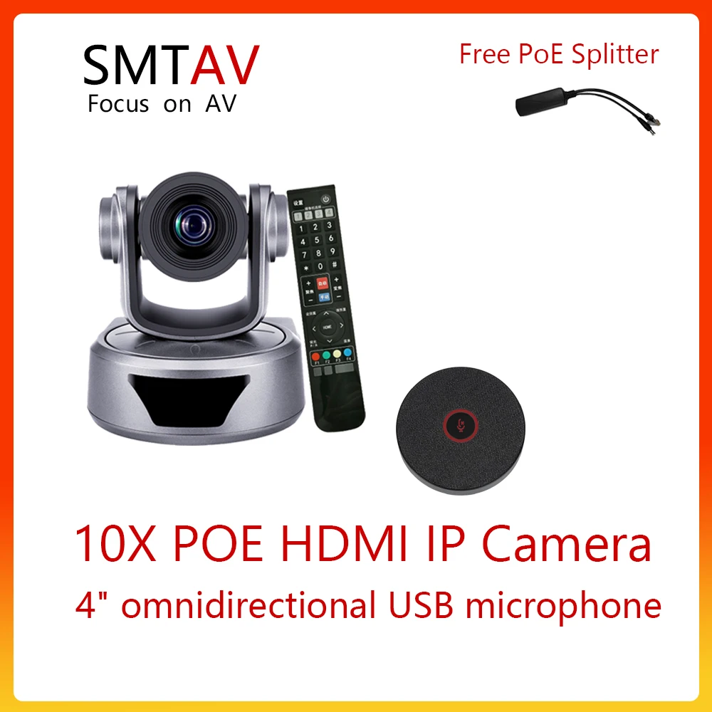 

Promotion SMTAV 10X 12X 20X Zoom 1080P 60FPS HDMI+IP PTZ Camera + 4" omnidirectional USB microphone For Metting Remote Teaching