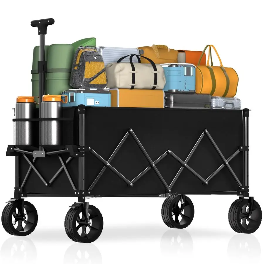 

cu ft Extra Large Wagons Carts Foldable with 360lbs Weight Capacity Heavy Duty Beach Wagon with Big Wheels for Sand All Terrain