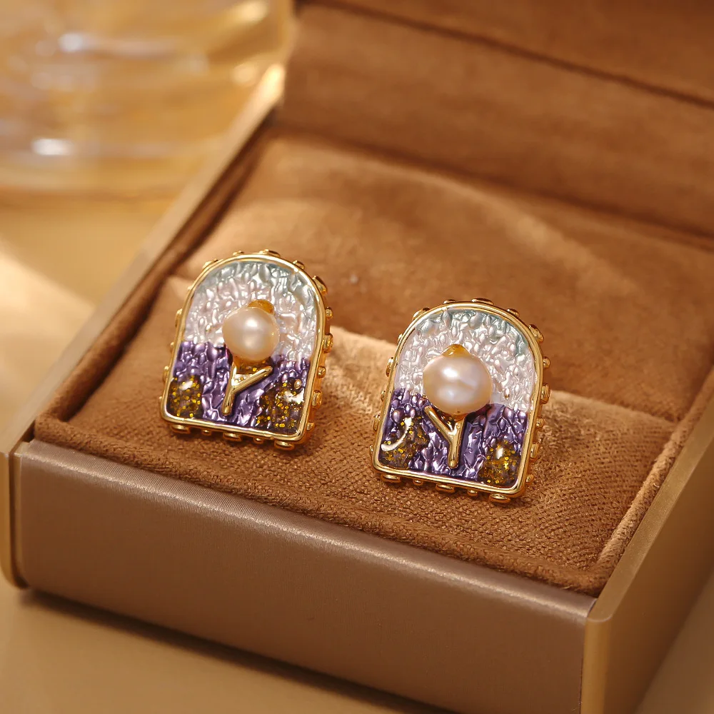 

Fashionable and exquisite luxury earrings, natural freshwater pearl gradient earrings, high-end personalized earrings