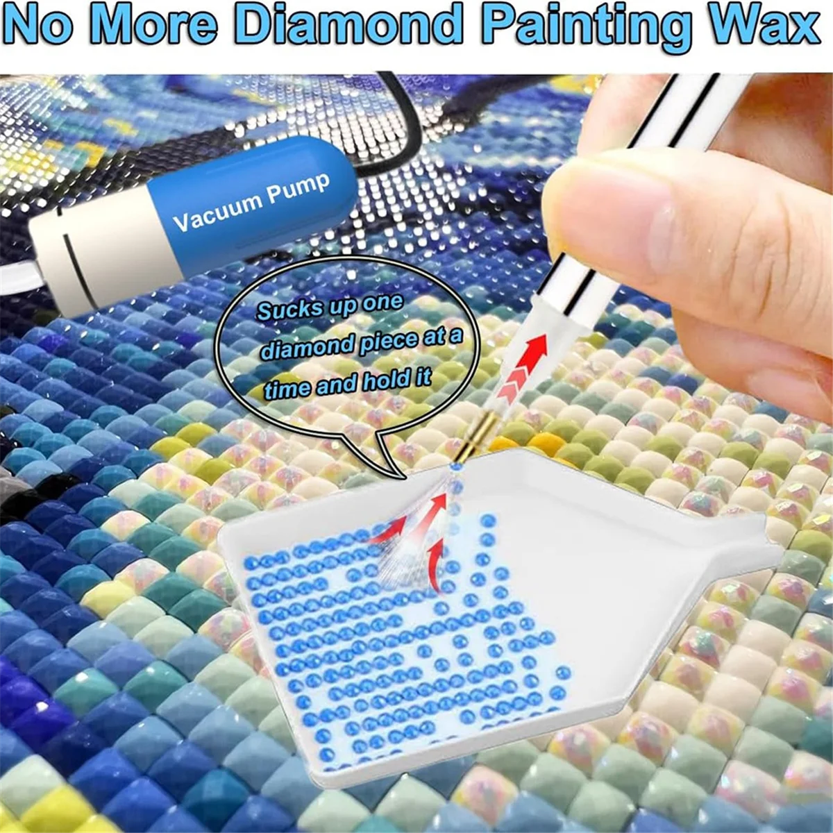 

Ручка для рисования ABNJ Diamond Art, вакуумная алмазная художественная ручка художника, электрическая ручка для рисования алмазами с лотком для хранения