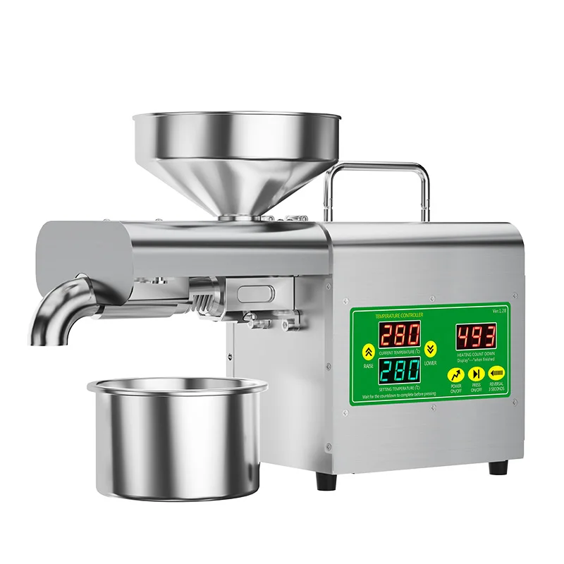 SIHAO 3X Electric Oil Press Machine Cold/Hot for Home Use Automatic Oil Extractor for Peanut, Sesame, Sunflower Seeds, Stainless