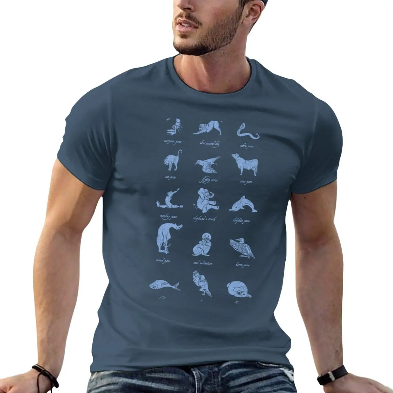 Animal Yogis_Blue T-Shirt summer top t-shirts man mens plain t shirts