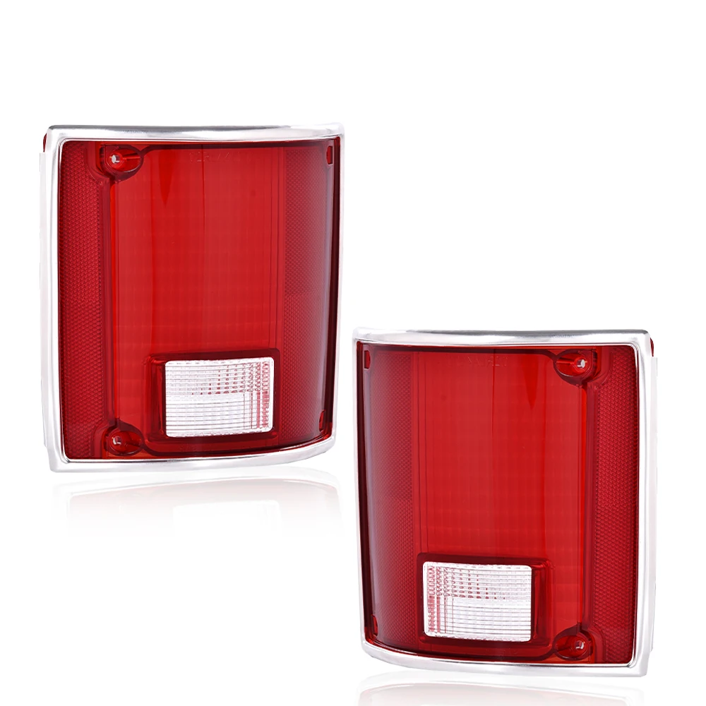 Fits 1975-1986 Chevrolet Blazer Pair Red Lens Tail Light Cover Left&Right Set