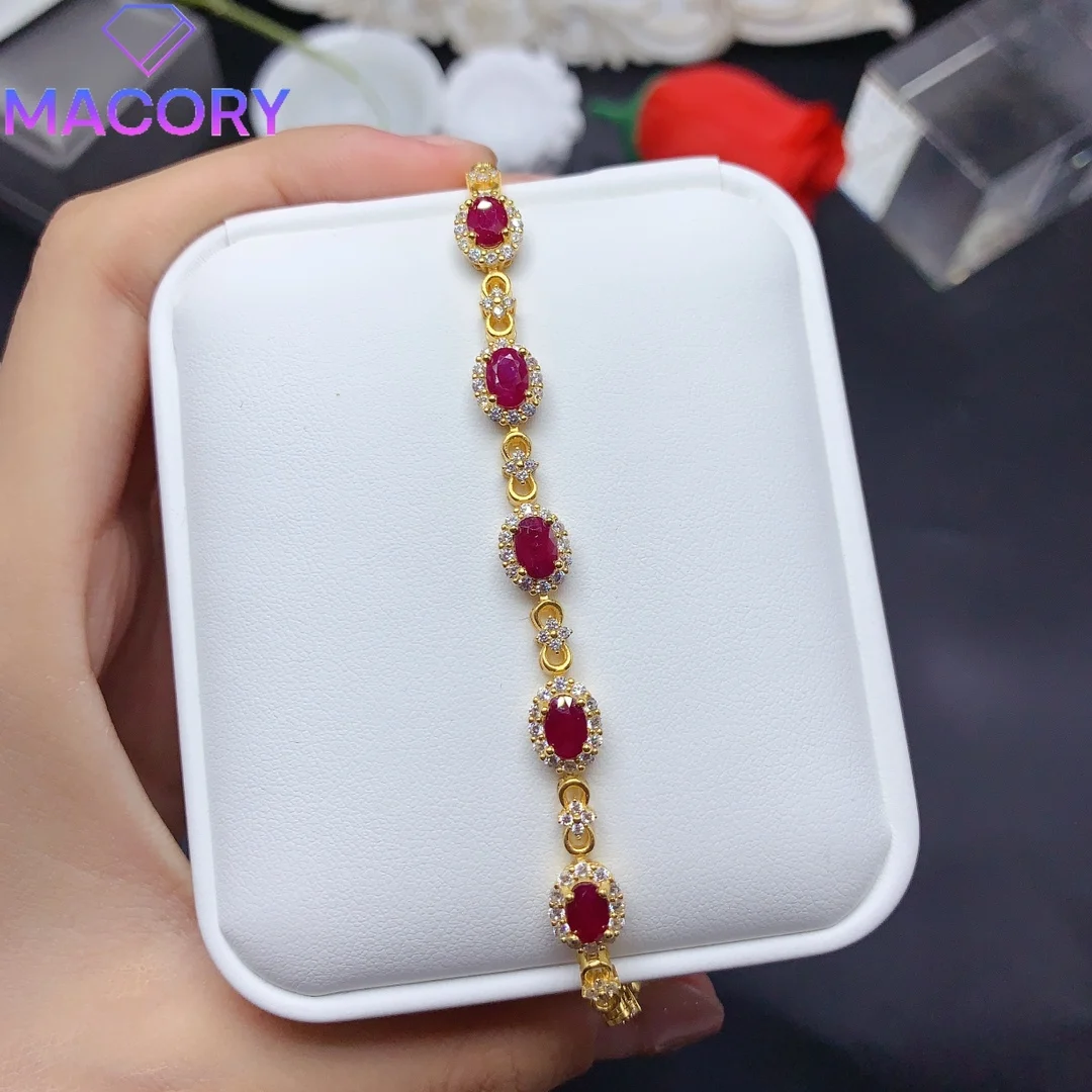 

Silver 925 jewelry ruby bracelet for women 925 sterling silver certification bracelet luxury jewelry wholesale new.