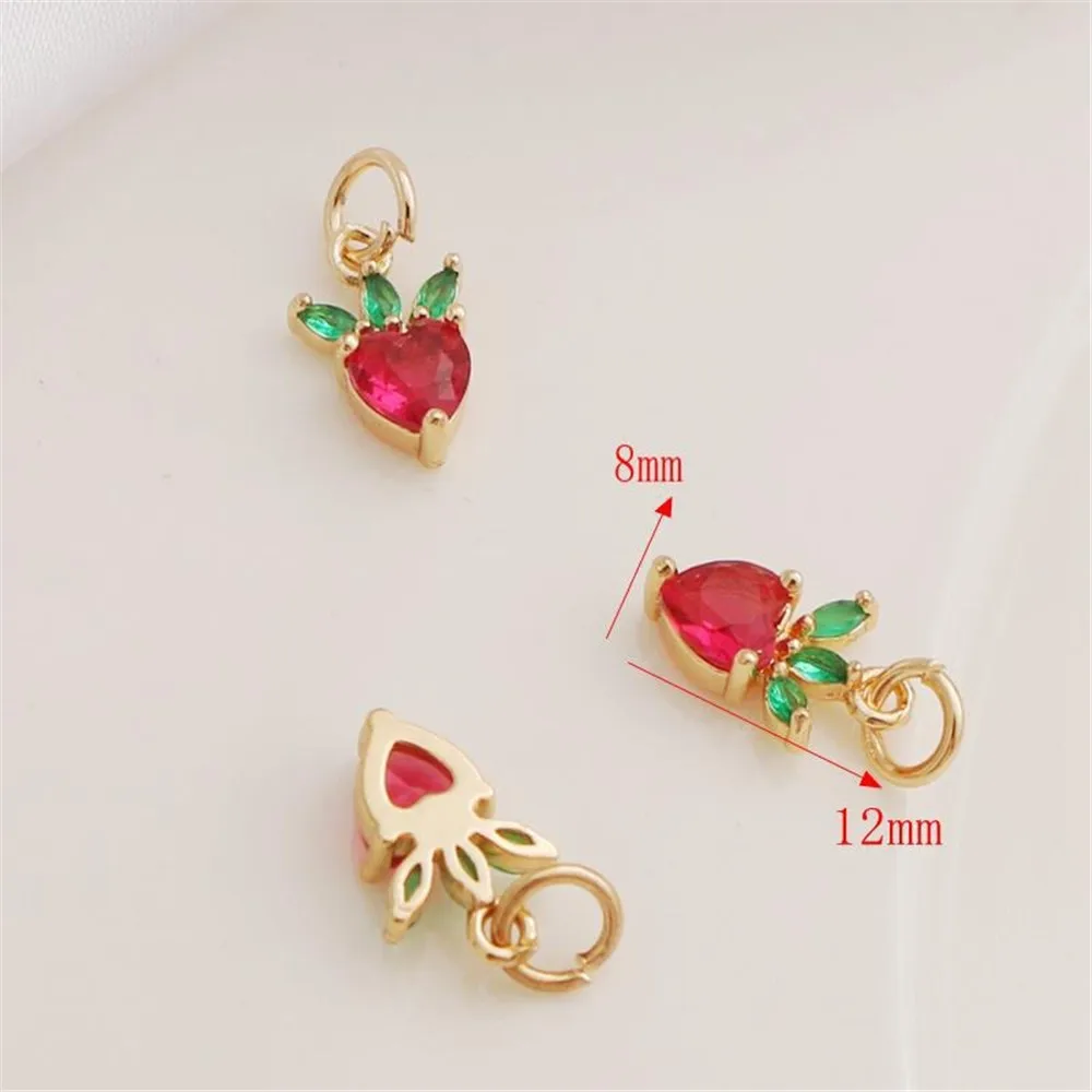 14K Gold Inlaid with Colored Zircon, Various Fruit Pendants, Pendants, Handmade DIY Bracelets, Necklaces, Earrings, Accessories.